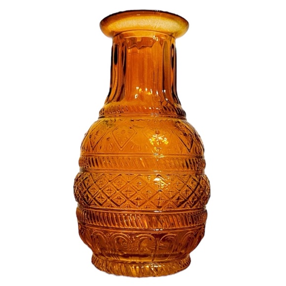 SOLD :: Vintage Orange Pressed Glass Vase - Picture 2 of 6